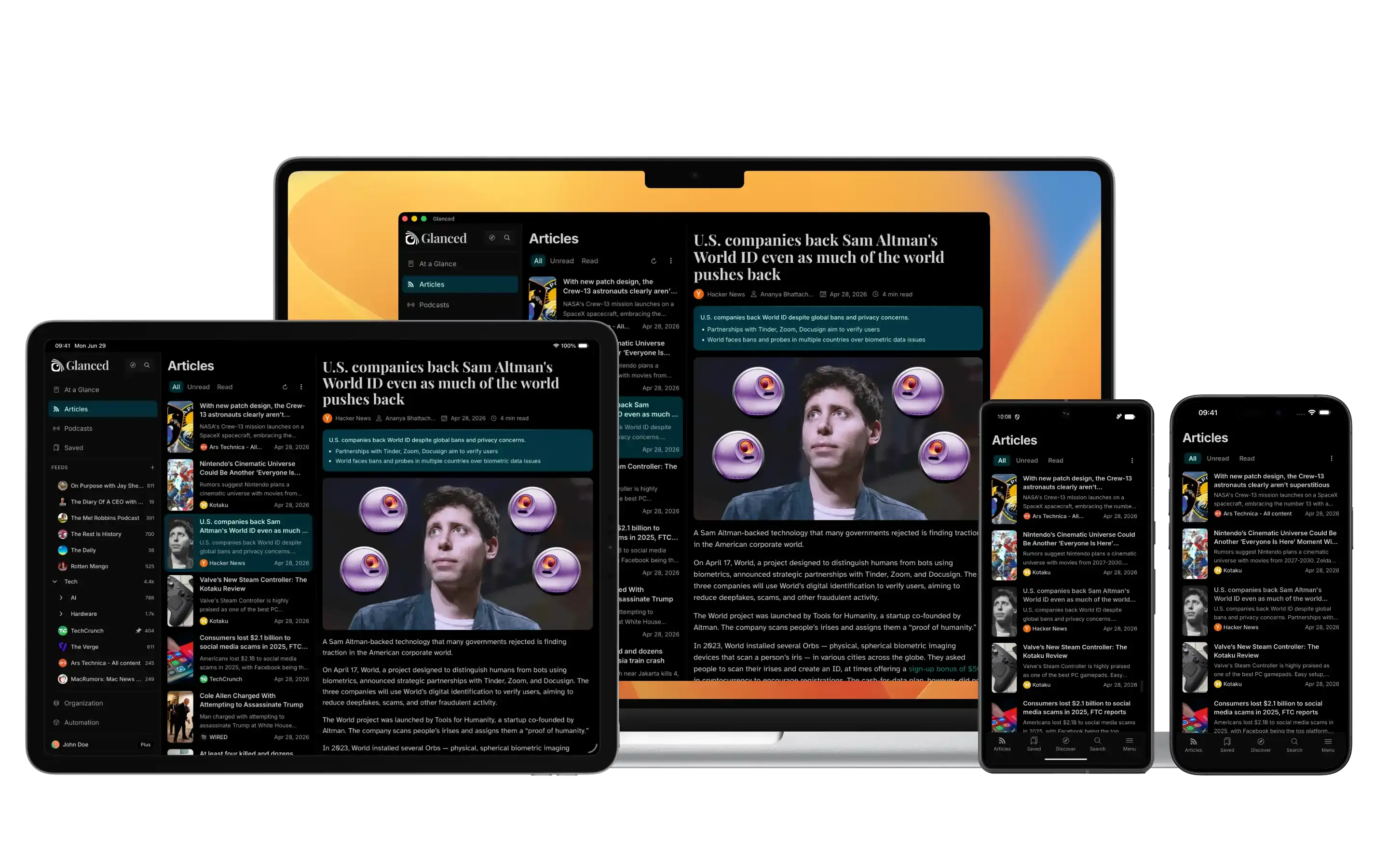 Glanced on a laptop, tablet, and phones