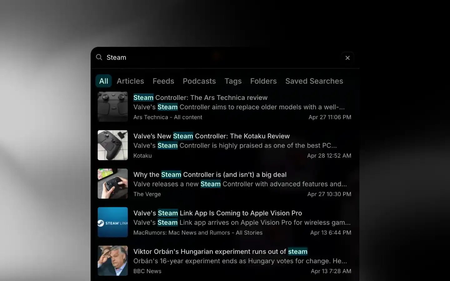 Glanced search